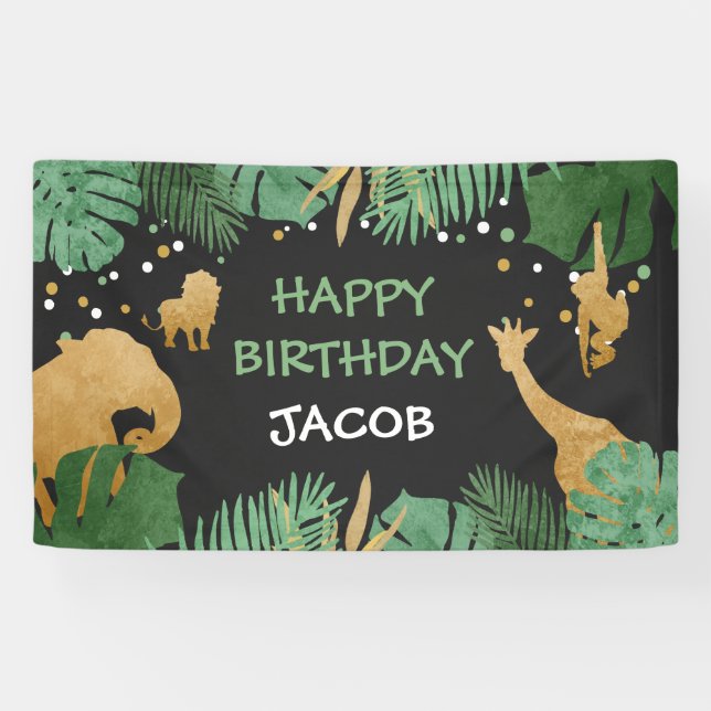 Wild one birthday banner Safari Jungle Animals (Horizontal)