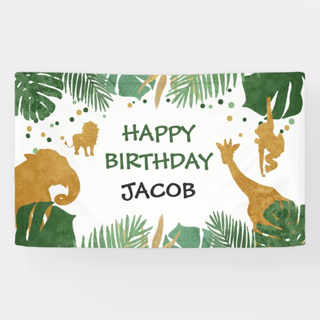 Wild one birthday banner Safari Jungle Animals (Horizontal)