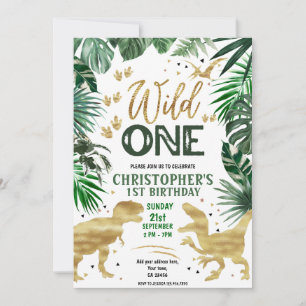 Wild One Birthday Boy Dinosaur Invitation