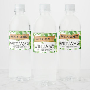 Wild One Birthday Favour Safari Jungle Water Label