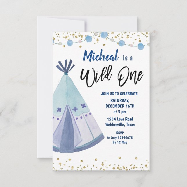 Wild One Birthday Invitation (Front)