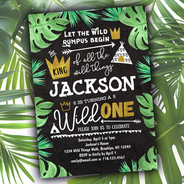 Wild ONE Birthday Invitation Garçon Wild Thèmes 1s (Créateur téléchargé)