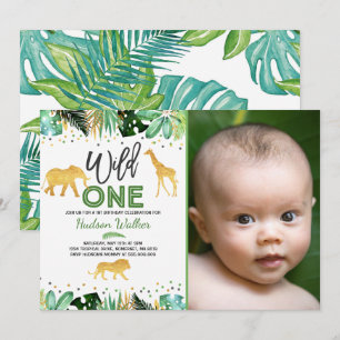 Wild One Birthday Invitation Jungle Animals Party