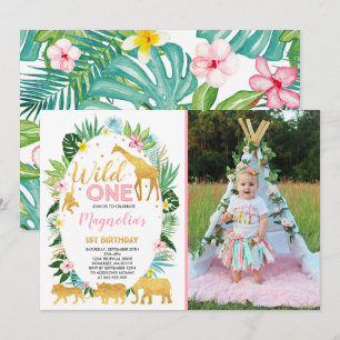 Wild One Birthday Invitation Jungle Animals Party