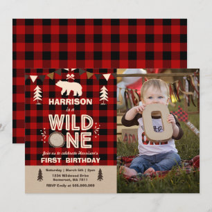 Wild One Birthday Invitation Lumberjack Wild One