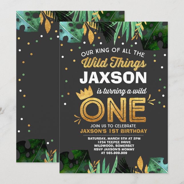 Wild One Birthday Invitation Wild Things Birthday (Front/Back)