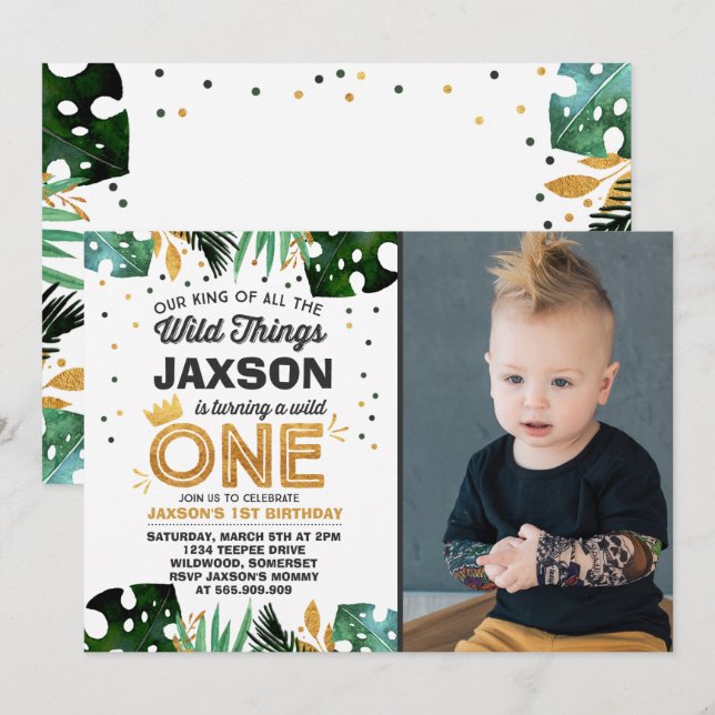 Wild One Birthday Invitation Wild Things Birthday (Front/Back)