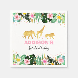 Wild One Birthday Jungle Animals Napkin