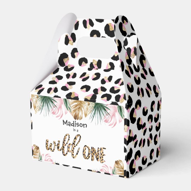 Wild One Birthday Leopard Print Wild Jungle Party Favor Box (Back Side)