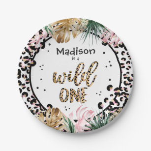 Wild One Birthday Leopard Print Wild Jungle Party Paper Plate