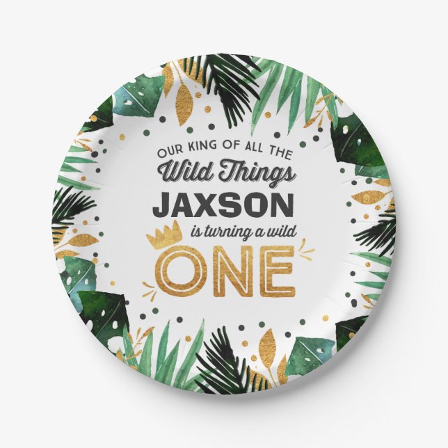 Wild One Birthday Paper Plate 7" Wild Things Party (Front)