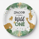 Wild one birthday Paper Plates Safari Animals Boy