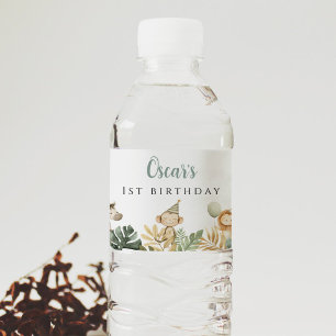 Wild One Birthday Party Decor Safari Animal Jungle Water Bottle Label