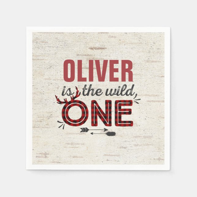 Wild One Birthday Party Napkin Lumberjack Wild One (Front)
