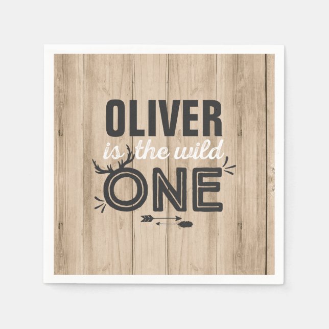 Wild One Birthday Party Napkin Rustic Wild One (Front)