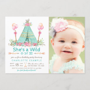 Wild One Birthday Party Teepee First Birthday Invitation