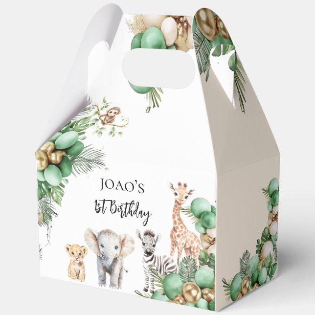 Wild One Birthday Safari Animal Photo Favor Box (Front)