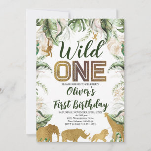 Wild One Birthday, Safari, Jungle WILD One Animal Invitation