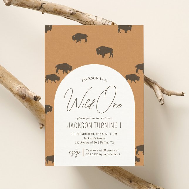 Wild One Bison Birthday Invitation (Creator Uploaded)