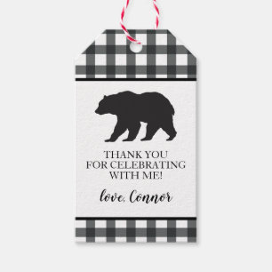 Wild One Black Bear Plaid Thank You Gift Tags