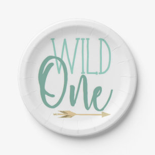 Wild One   Blue   First Birthday Party Paper Plate