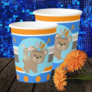 Wild One Blue Woodland Bear & Bunny Party Paper Cups