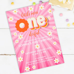 Wild One Boho Daisy Rainbow 1st Birthday Invitatio Invitation