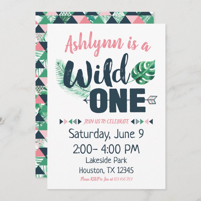 Wild One Boho First Birthday Invitation (Front/Back)