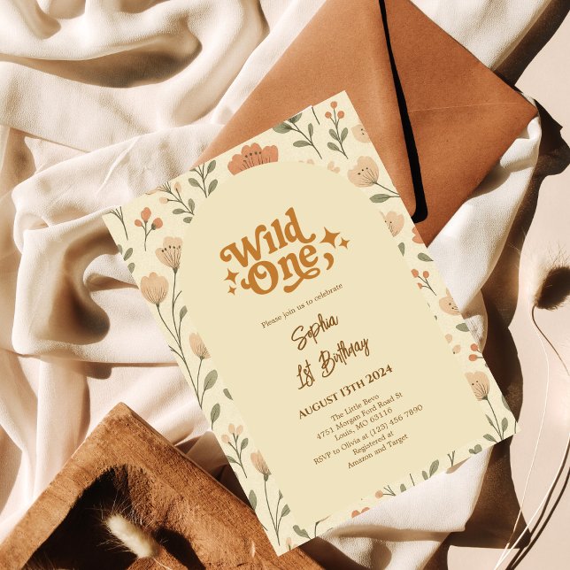 Wild One Boho Floral 1er anniversaire Invitation (Créateur téléchargé)