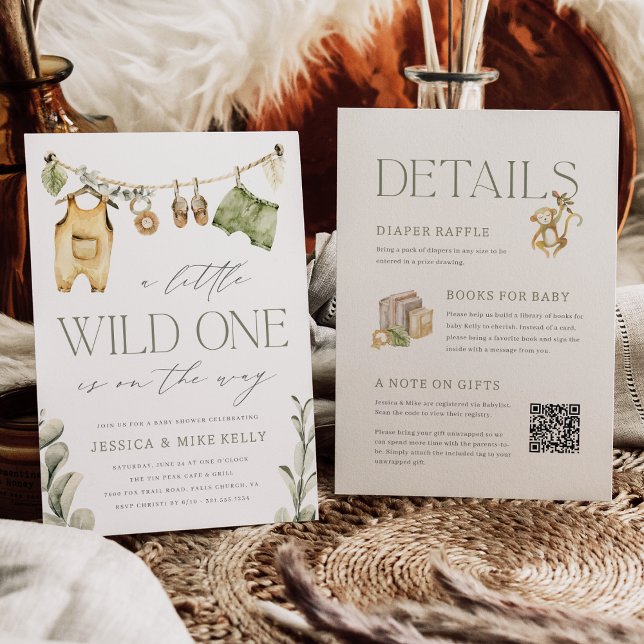 Wild One | Boho Safari All in One Baby Shower Invitation (Creator Uploaded)