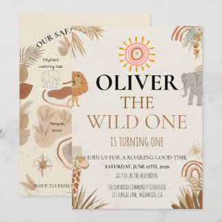 Wild One - Boho Safari First Birthday Invitation