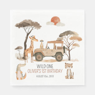 Wild One Boy 1st Birthday Safari Napkin