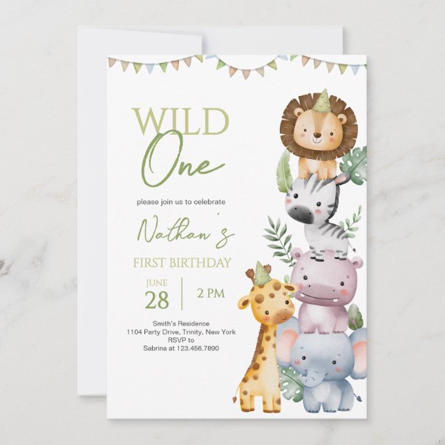 Wild One Boy Birthday Invitation (Front)