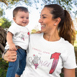 Wild One boy first birthday funny character party Toddler T-shirt<br><div class="desc">Wild One boy party t-shirt featuring a funny mouse beating the drum next to a watercolor big 1 figure in purple,  navy and red watercolor shades.              Easy to personalize with your kid's name.</div>
