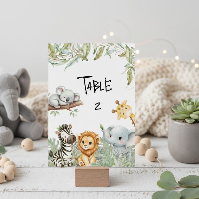 Wild One Boy Safari Jungle Animals Baby Shower  Table Number (Creator Uploaded)