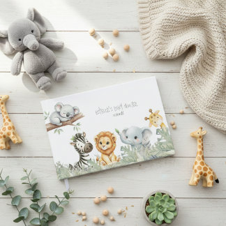 Wild One Boy Safari Jungle Animals Boy Baby Shower Guest Book