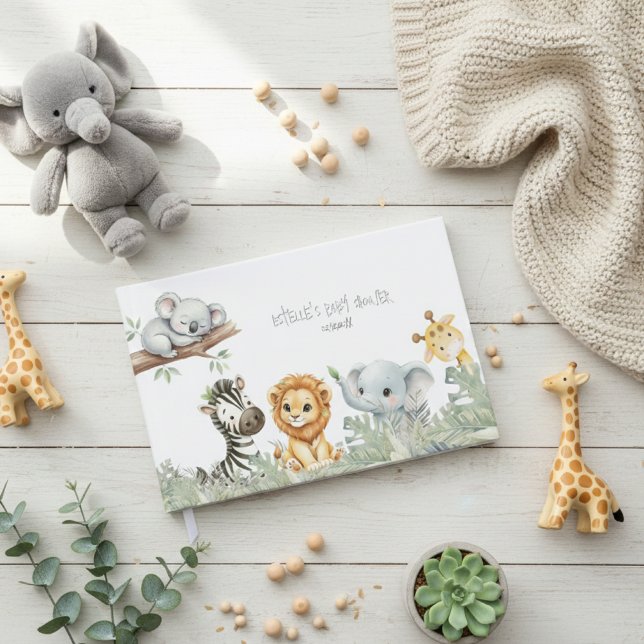 Wild One Boy Safari Jungle Animals Boy Baby Shower Guest Book (Creator Uploaded)