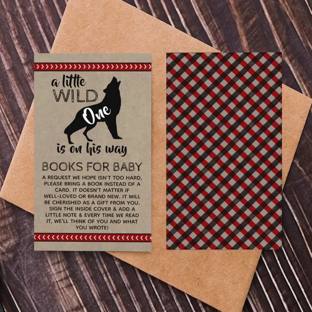 Wild One Boys Baby Shower Book Request Enclosure Card (Creator Uploaded)