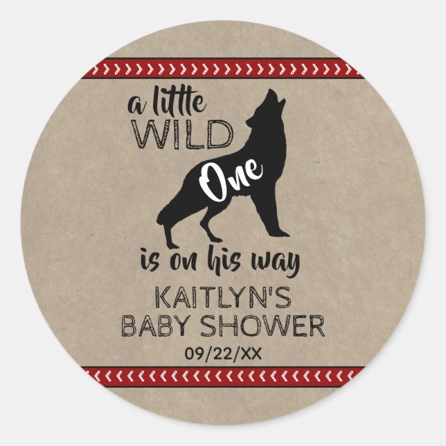 Wild One Boys Baby Shower Classic Round Sticker (Front)