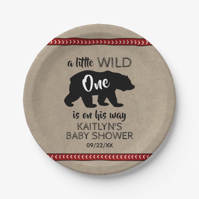 Wild One Boys Baby Shower Paper Plate (Front)