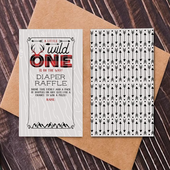Wild One Boys Rustic Plaid Lumberjack Baby Shower Enclosure Card (Creator Uploaded)