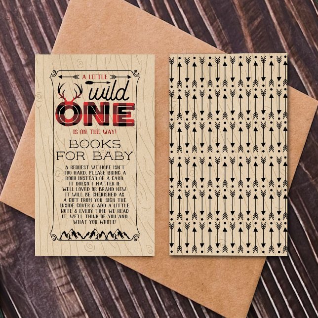 Wild One Boys Rustic Plaid Lumberjack Baby Shower Enclosure Card (Creator Uploaded)