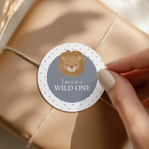 Wild One Boys' Safari Blue Lion Cub Birthday