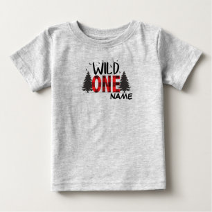 wild one buffalo plaid first birthday baby T-Shirt