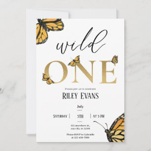 Wild One Butterfly First Birthday Invitation
