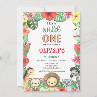 Wild One Celebration-Safari Adventure Extravaganza Invitation
