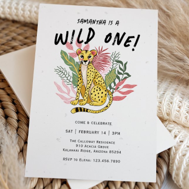 Wild One Cheetah Kids Birthday Party Invitation (Creator Uploaded)