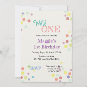 Wild One Colorée 1er Anniversaire Invitation