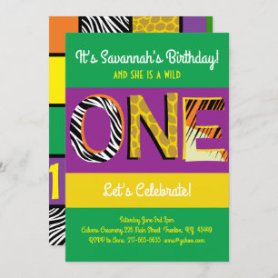 Wild One Colorée 1er anniversaire Invitations