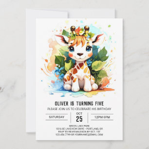 Wild One Custom Giraffe Invitation d'anniversaire
